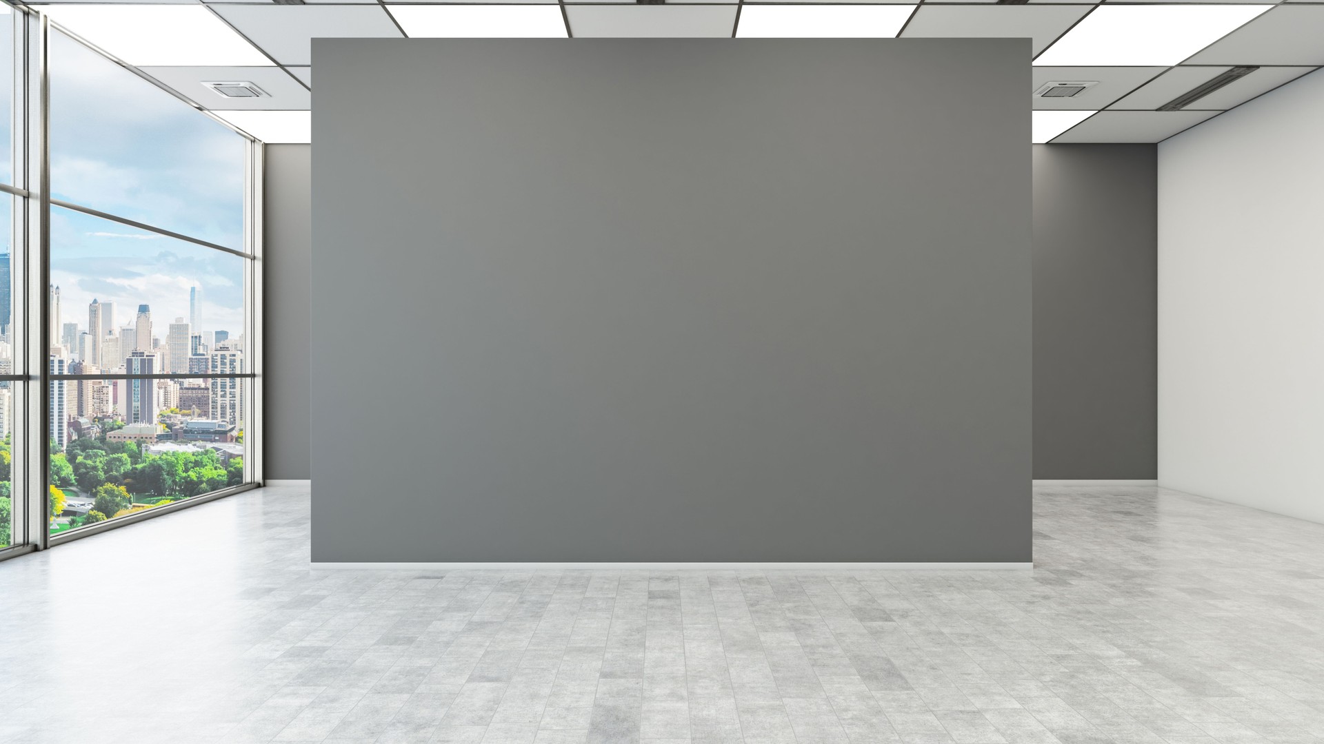 Empty Unfurnished Modern Office Interior with a Gray Wall